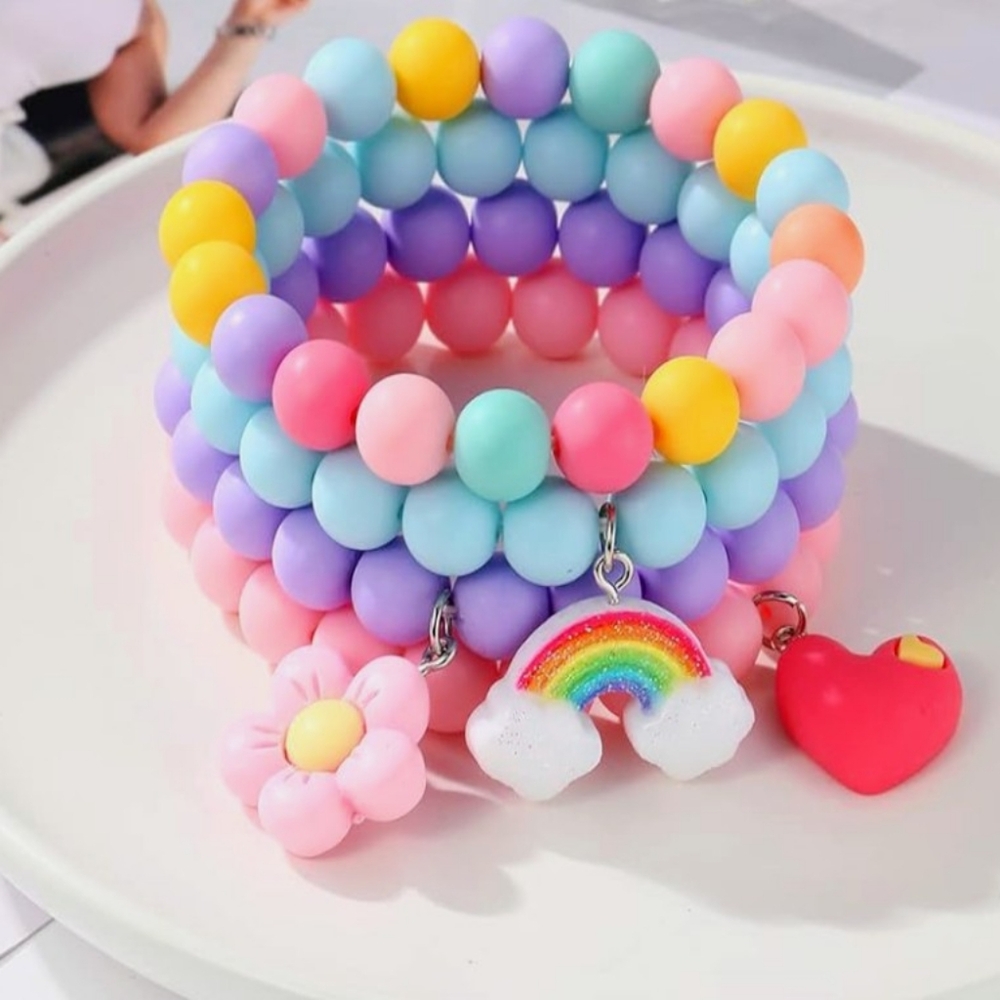 Colorful Beaded Kids Stacked  Bracelet Set